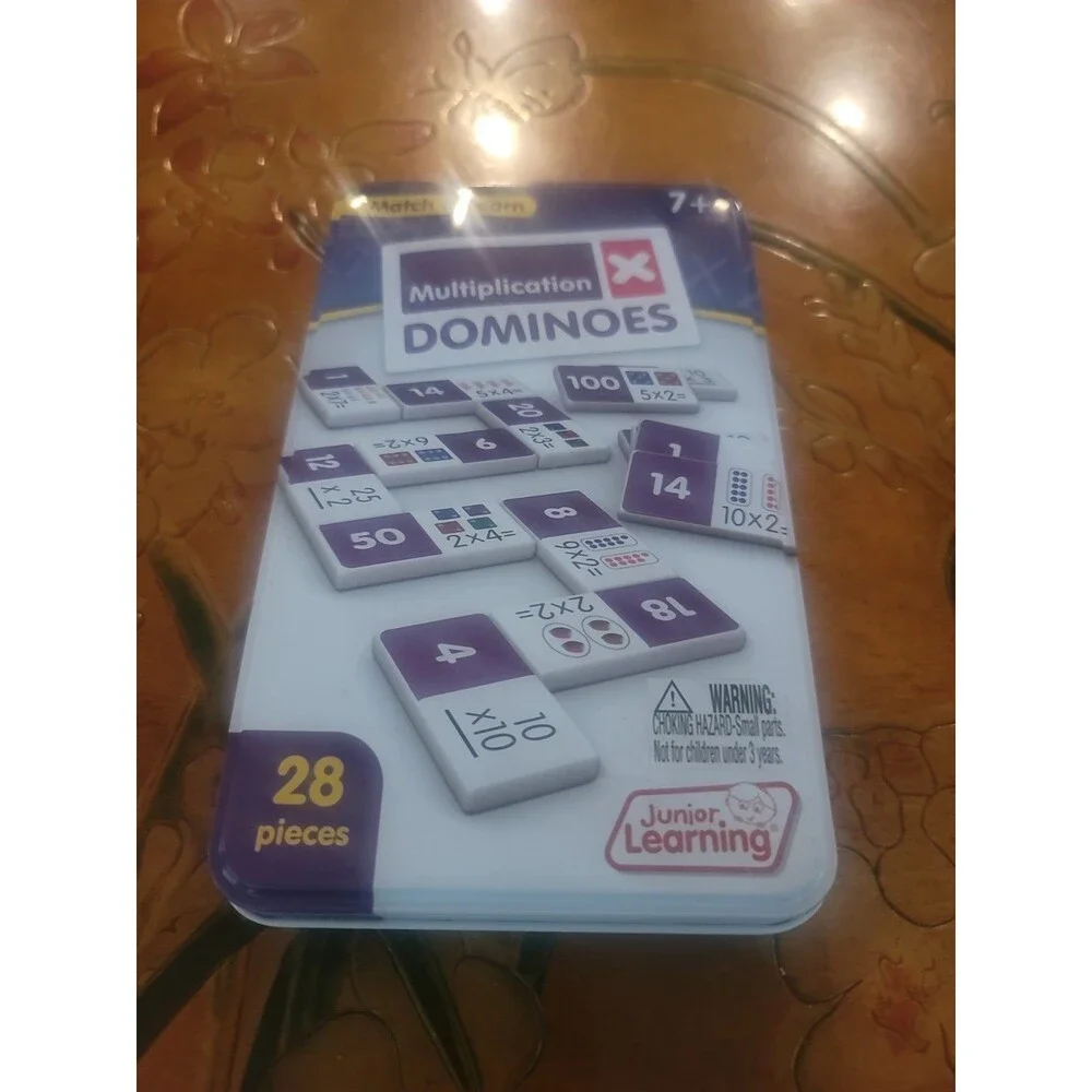 Junior Learning Multiplication Dominoes Math Game 28 Pieces Ages 7+ Homeschool